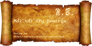 Mátéffy Beatrix névjegykártya